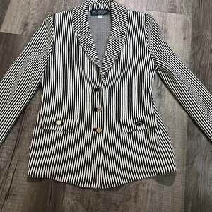 St. John Collection Black and White Striped Blazer